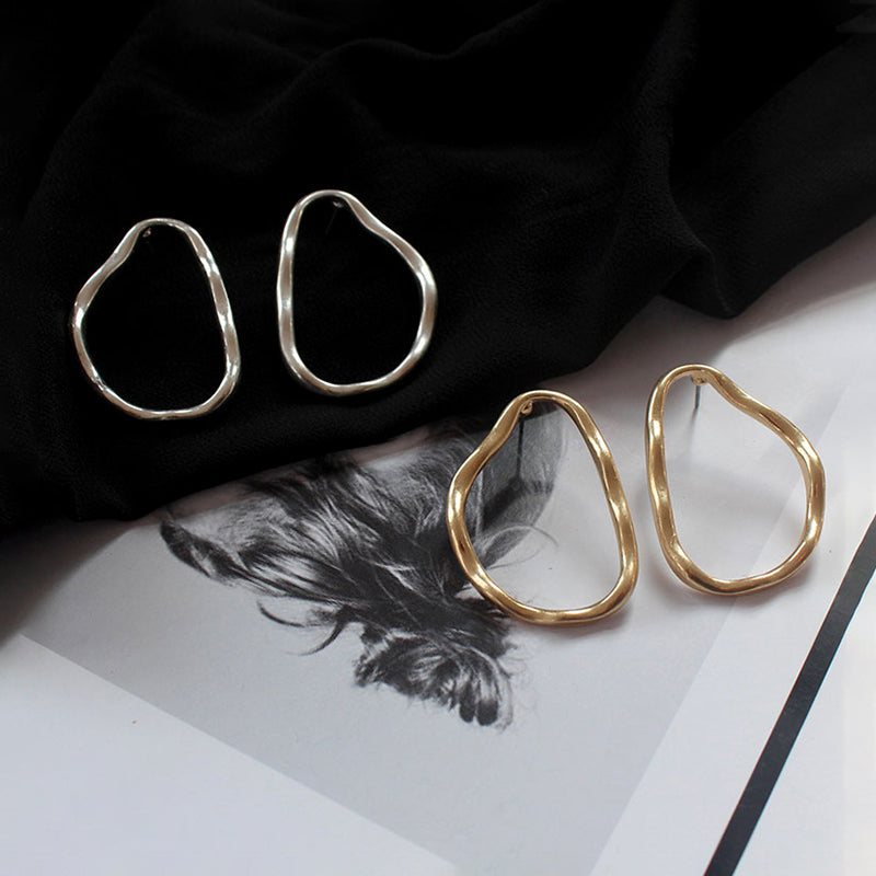 Simple retro irregular geometric women stud earrings